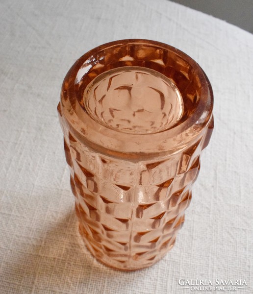 Régi váza , öntött üveg , lengyel , Bogdan Kupczyk 70-es évek 9,4 x 17,5 cm