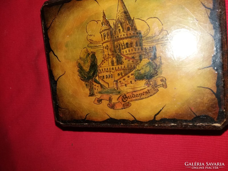 Beautiful antique wooden gift box hand painted Budapest 13 x 10 x 7 cm according to the pictures