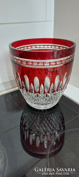 Art deco antik ruby vörös üveg kaspó