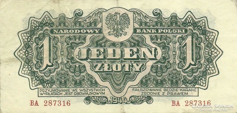1 Zloty 1944 Poland vh.