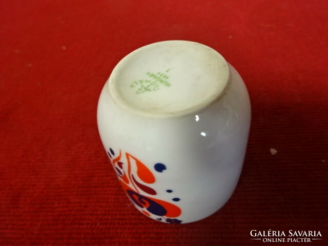 Hollóháza porcelain cup, blue-red floral, height and diameter 4.5 cm. Jokai.
