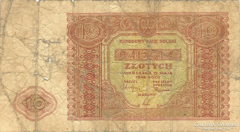 10 zloty zlotych 1946 Lengyelország 1.