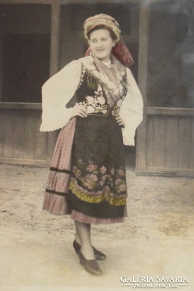 Antique photo, folk costume balaton boglár 18 x 24 cm