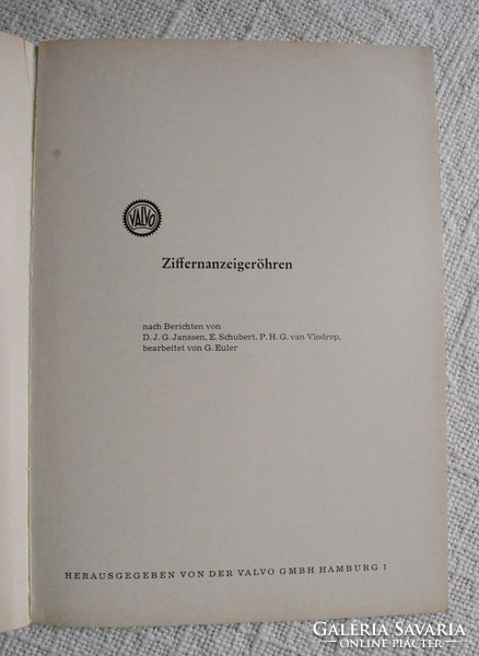 Valvo ziffernanzeingeröhren, d.J.G. Janssen digit fluorescent tubes technical book 1970