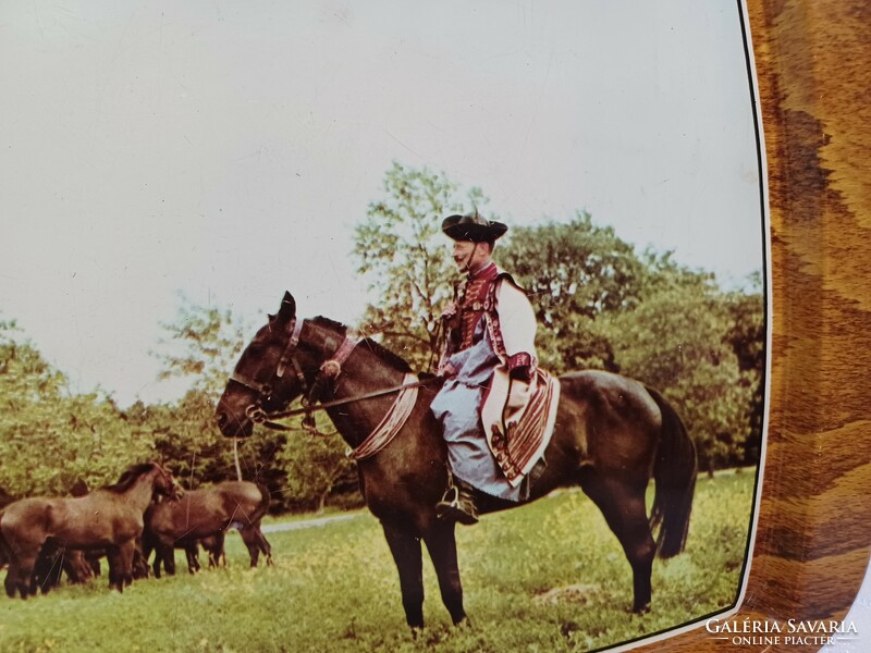 Horse-drawn, retro metal tray