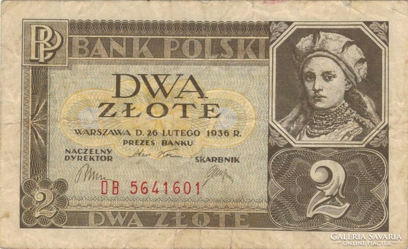 2 zloty zlotych zlote 1936 Lengyelország 2.
