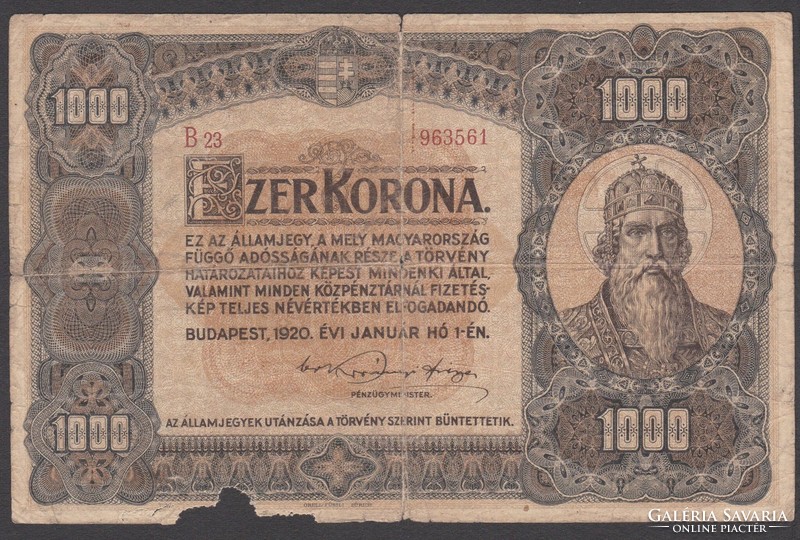 1000 Korona párban (1920 és 1923) (G+,P+)