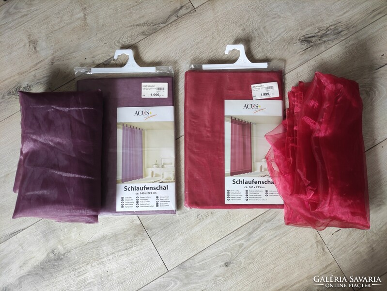 Cherry red and purple organza ready-made curtains