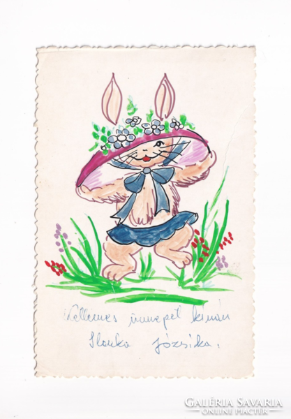 H:159 Kézzel rajzolt Húsvéti Üdvözlő képeslap 2db egyben