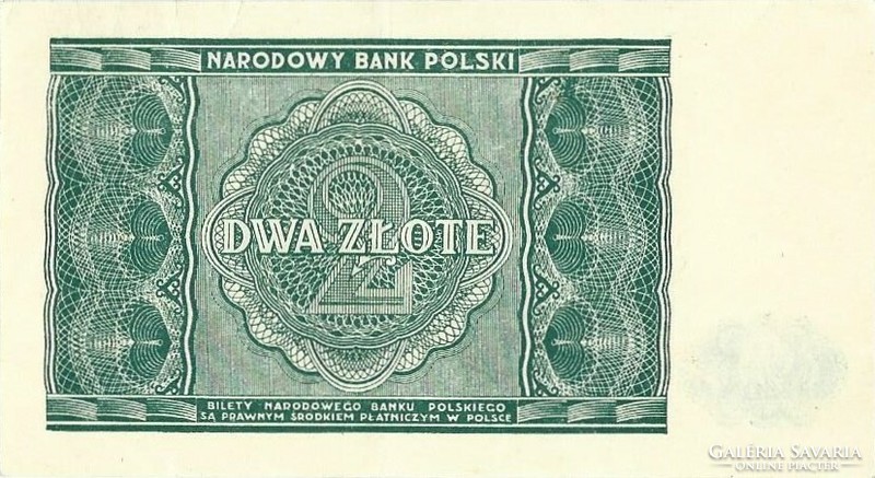 2 zloty zlotych zlote 1946 Lengyelország aUNC