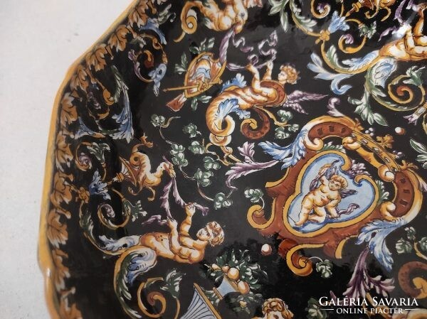 Antique French Gien Renaissance bowl tin-glazed earthenware porcelain fruit bowl centerpiece 957 8639