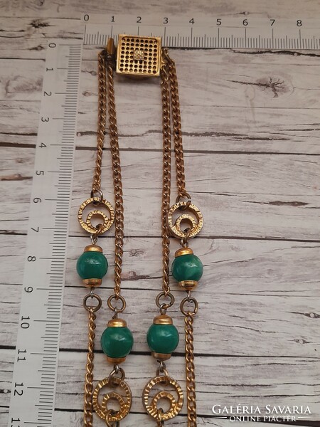 Retro necklace, green-gold color