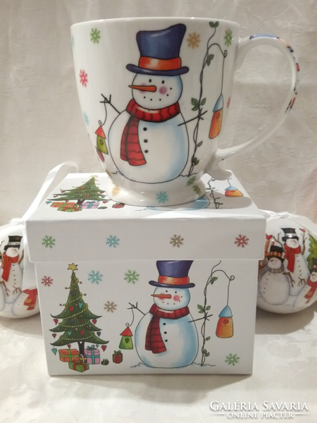 Glass snowman Christmas decorations, porcelain mug