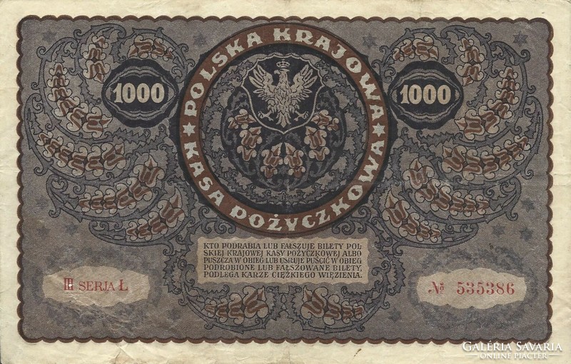 1000 marka 1919 Lengyelország III. széria