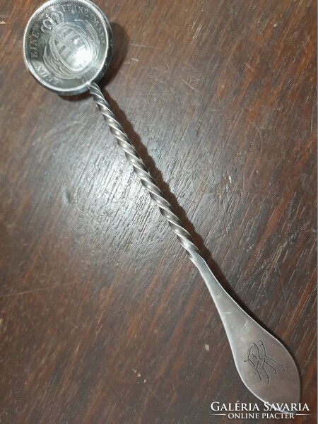 Silver 10 marks, brand, friederich agust head, decorative spoon, spoon, with monogram. 43 Grams.