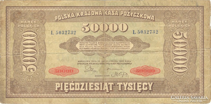50000 marek márka 1922 Lengyelország