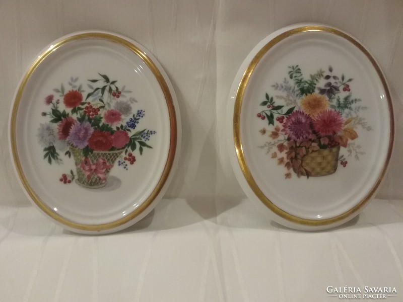 Beautiful old 2 pieces of porcelain wall decoration picture in pairs