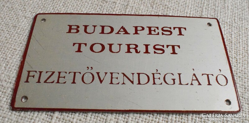 Budapest Tourist Fizetővendéglátó , alumínium tábla 14 x 8 cm