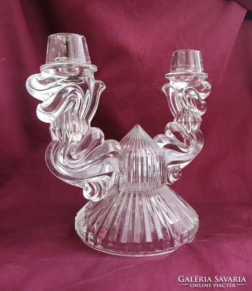 Bohemia, art deco glass candle holder. Flawless!