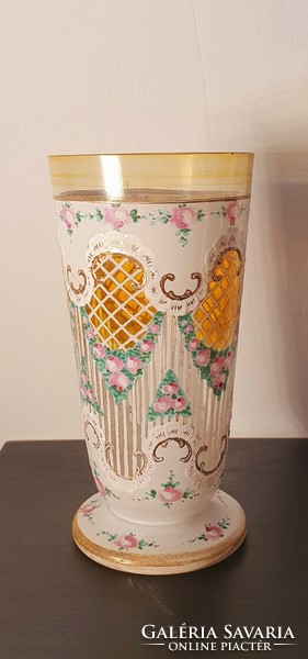 Enamel-painted stemmed glass cup (presumably from the end of the 19th century)