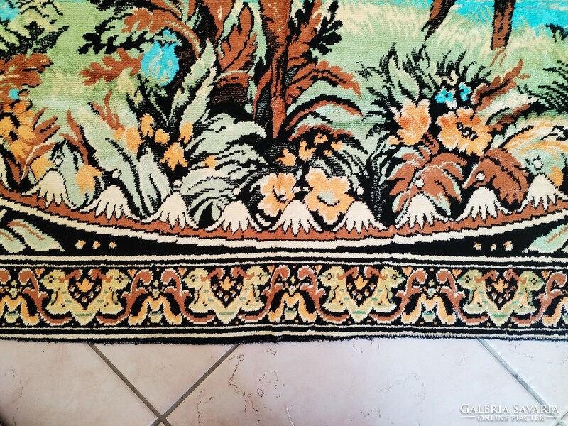 Deer family - antique silk moquette tapestry
