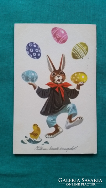 Old Easter postcard - drawing: Tibor Gönczi, ran