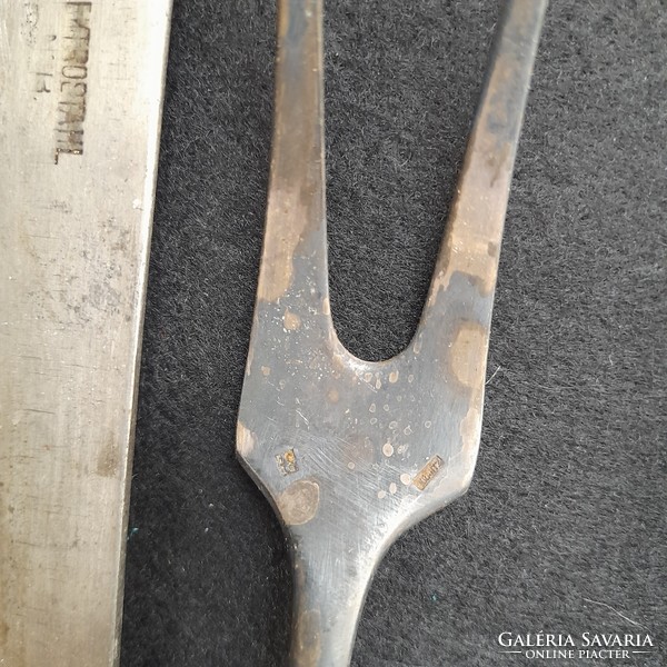 Antique marked meat forks, knives, spoons