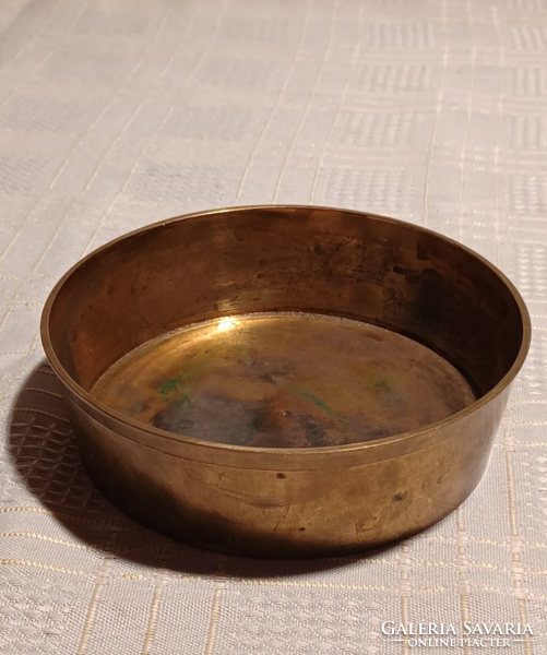 Indian copper lid holder with fire enamel lid with parrots