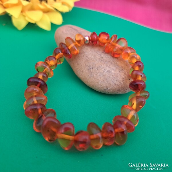 Amber bracelet, lucky stone 0.8 cm