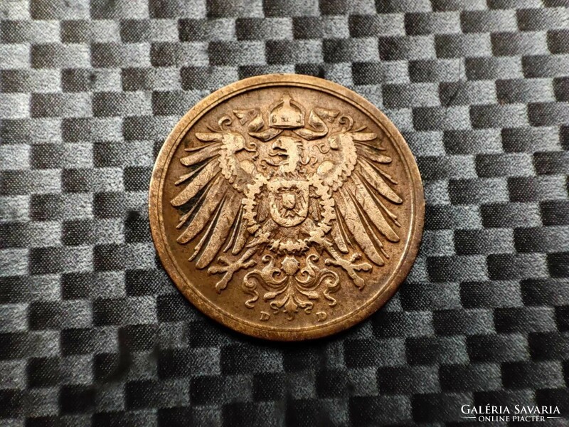 Németország 2 pfennig, 1906 Verdejel D - München II. Vilmos