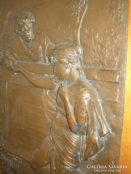 Old wonderful relief, marked! ! The copper is 35 X 19.5 cm, the wood is 40 x 23 cm