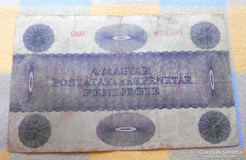 Bankjegy 5 Korona 1919 ritka Postatakarék Pénztár T2