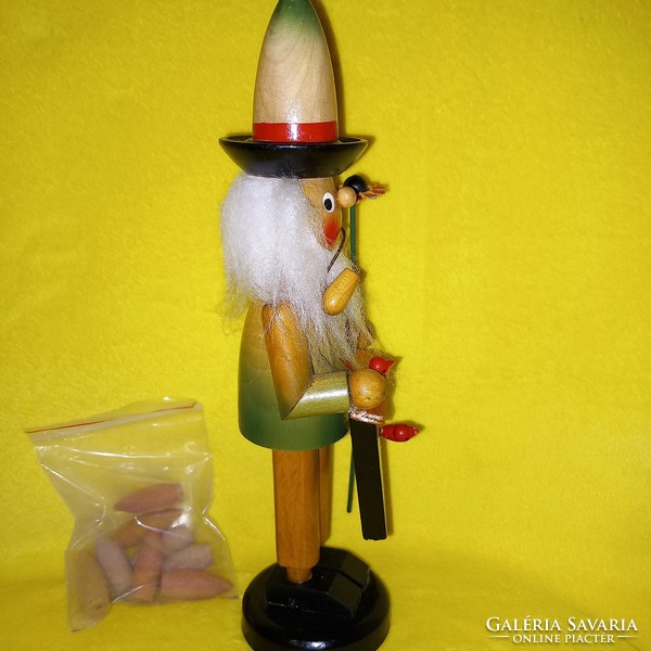 " Rauchmann  " ,füstölő, fa figura, karácsonyi dekoráció.