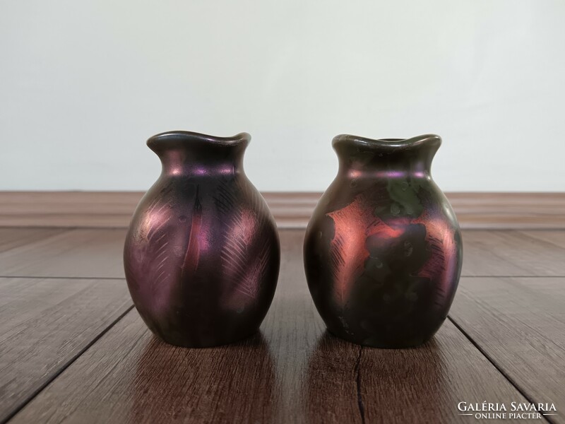 Pair of antique clément massier flower vases
