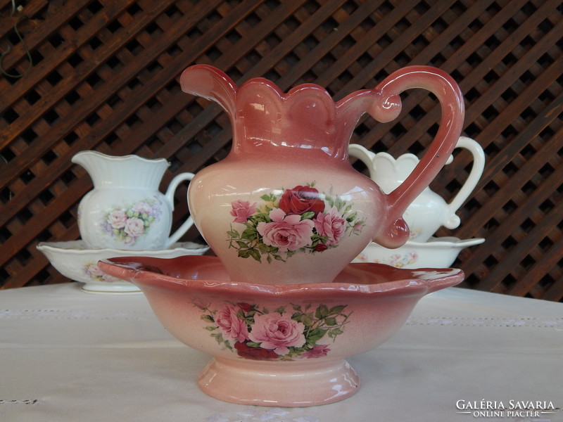 English wash basin with rose pattern.