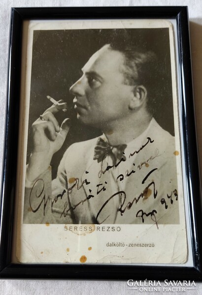 Friendship souvenir photo signed by the composer Rezső Seress (1889-1968), autograph from 1943 in a new frame