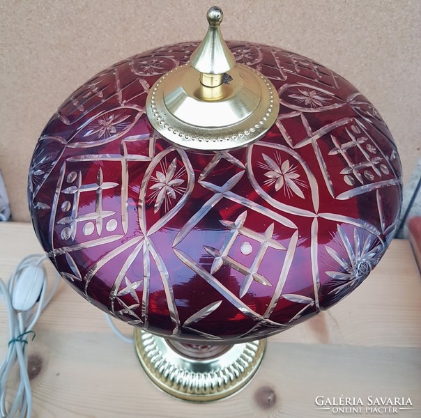 Table lamp, polished burgundy crystal - Debrecen