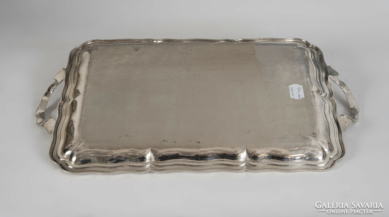 Silver tray with ribbon decoration