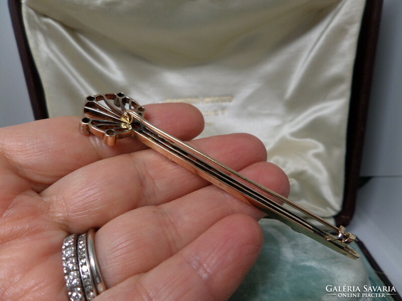 Hatalmas antik arany sáltű / kitűző rubinnal, szintetikus zafírral, brillekkel és gyémántokkal