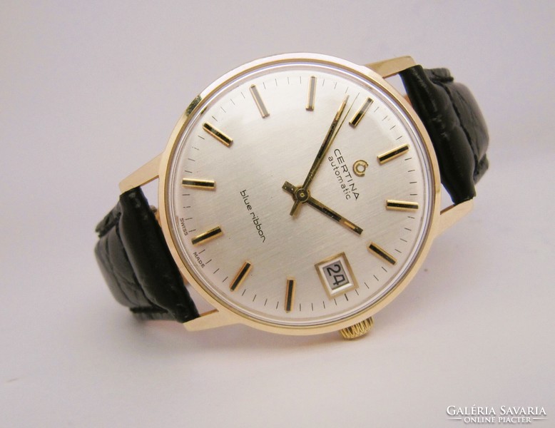 Beautiful certina automatic calendar 14k gold wristwatch, 1970s