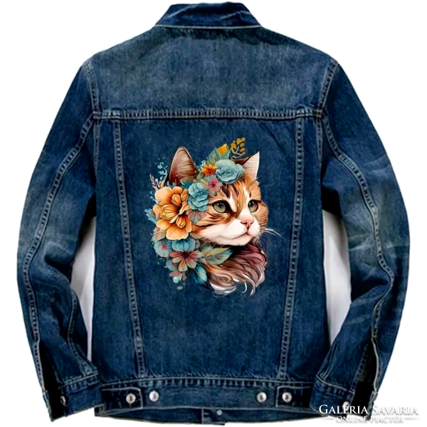 Floral cat head iron-on clothes sticker 3