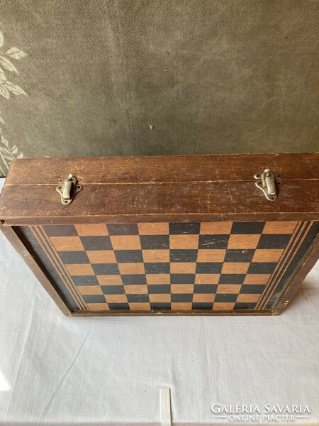 Old Cheney English Chess and Checkers Game Set.