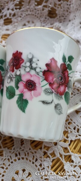 3 old Czechoslovakian flower mugs