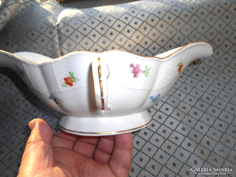 O Herend flower pattern centerpiece, sauce bowl. With coat of arms