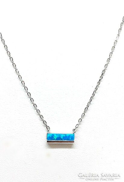 Opal stone silver chain with pendant (zal-ag115051)