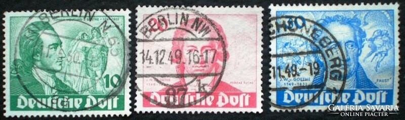 Bb61-3p / Germany - Berlin 1949 Johann Wolfgang von Goethe stamp set stamped