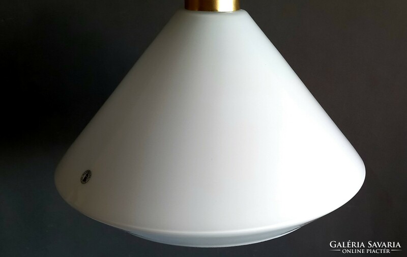 Bauhaus ceiling lamp with Murano milk glass shade can be negotiated