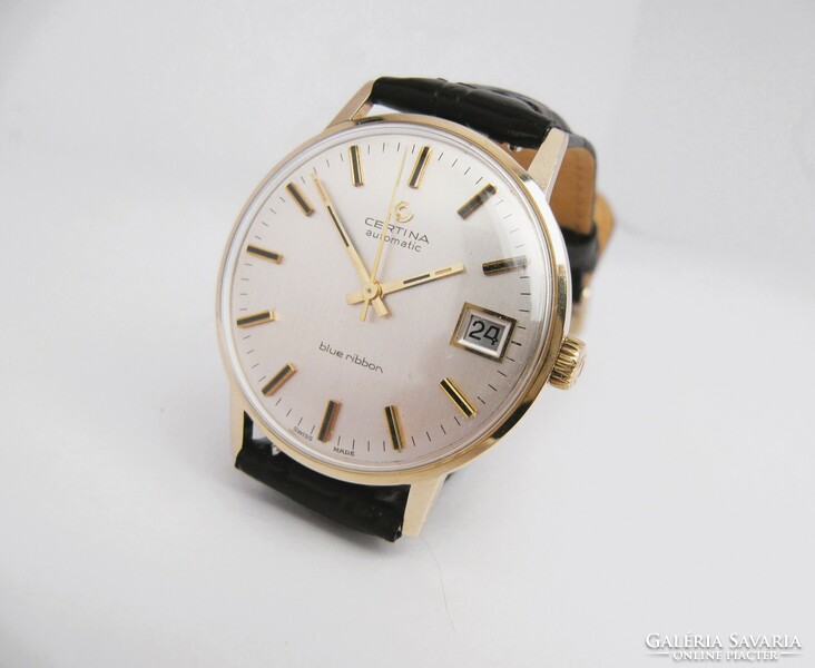 Beautiful certina automatic calendar 14k gold wristwatch, 1970s