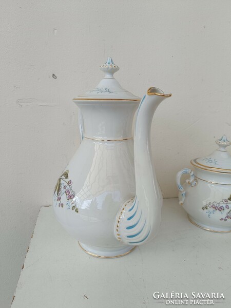 Antique coffee and tea porcelain set, tableware, 2 sugar jugs, milk spout, 9 cups + 9 saucers 8631