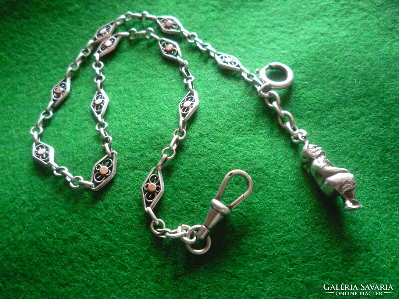 Silver watch chain.